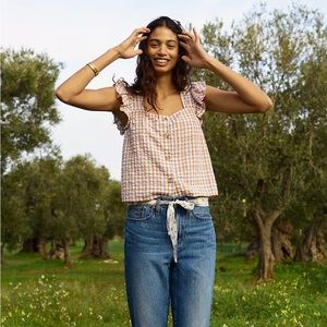 Madewell gingham seersucker top